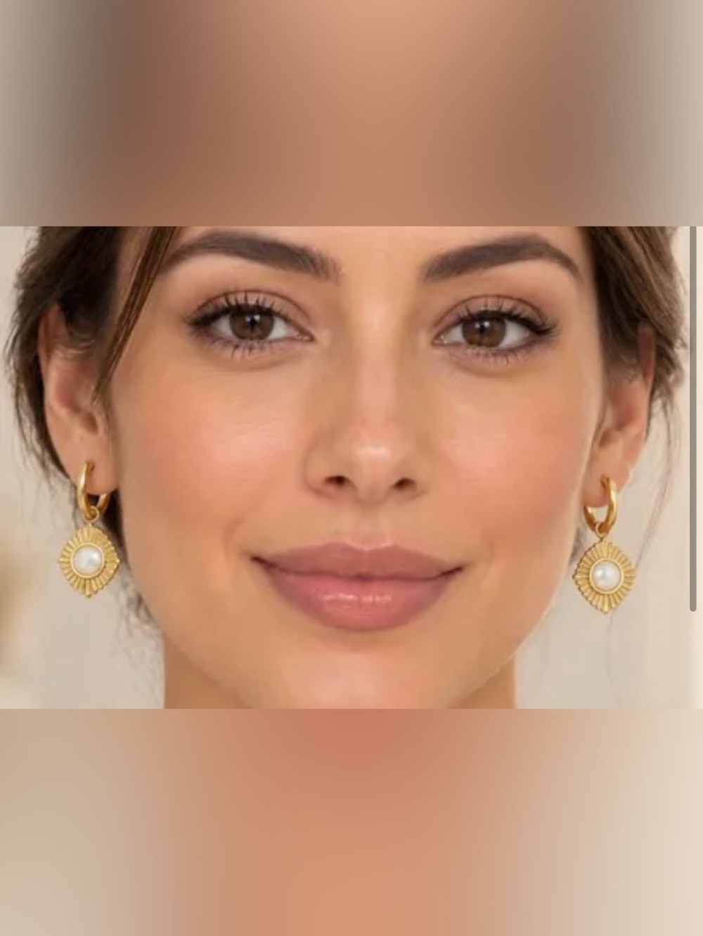 Gold Sunburst Pearl Drop Earrings - Elegant Women's Jewelry